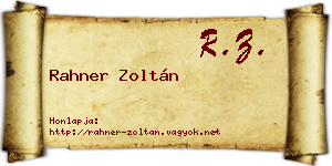 Rahner Zoltán névjegykártya